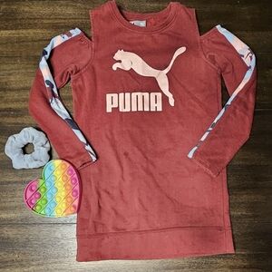 PUMA 》Girls burgundy Cold Shoulder sweater